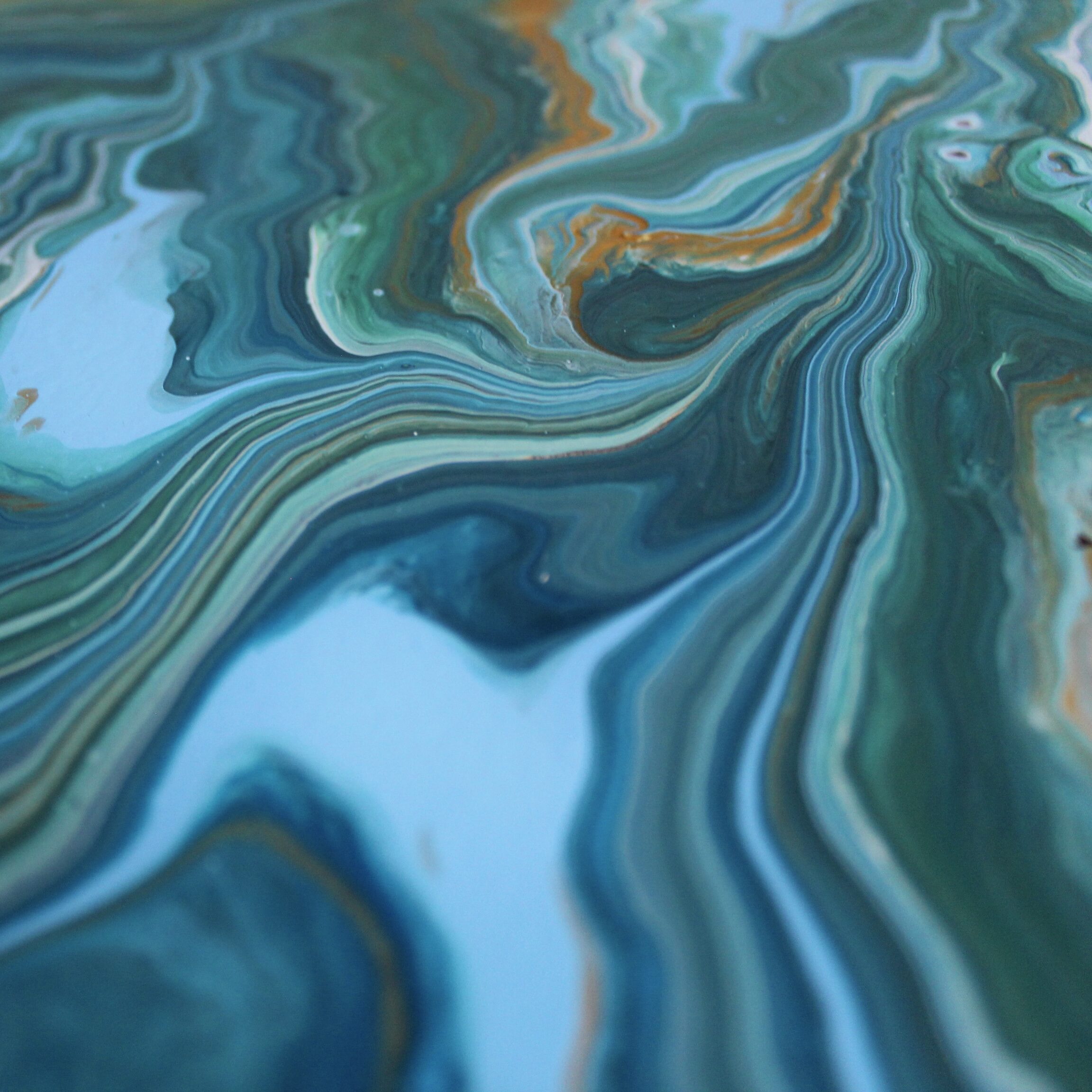 Peinture abstraite bleu et vert
